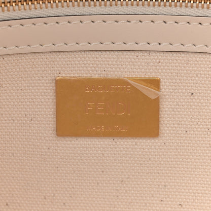 Fendi Canvas Vitello Seta FF Multicolor Embroidered Baguette Grezzo Multicolor Latte 6 of 13