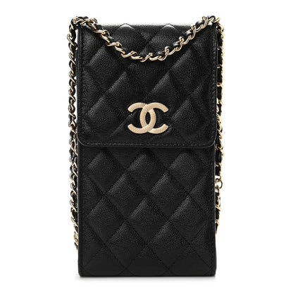 Chanel Caviar Quilted CC Airpods Pro and Phone Case With Chain Black 2 of 12