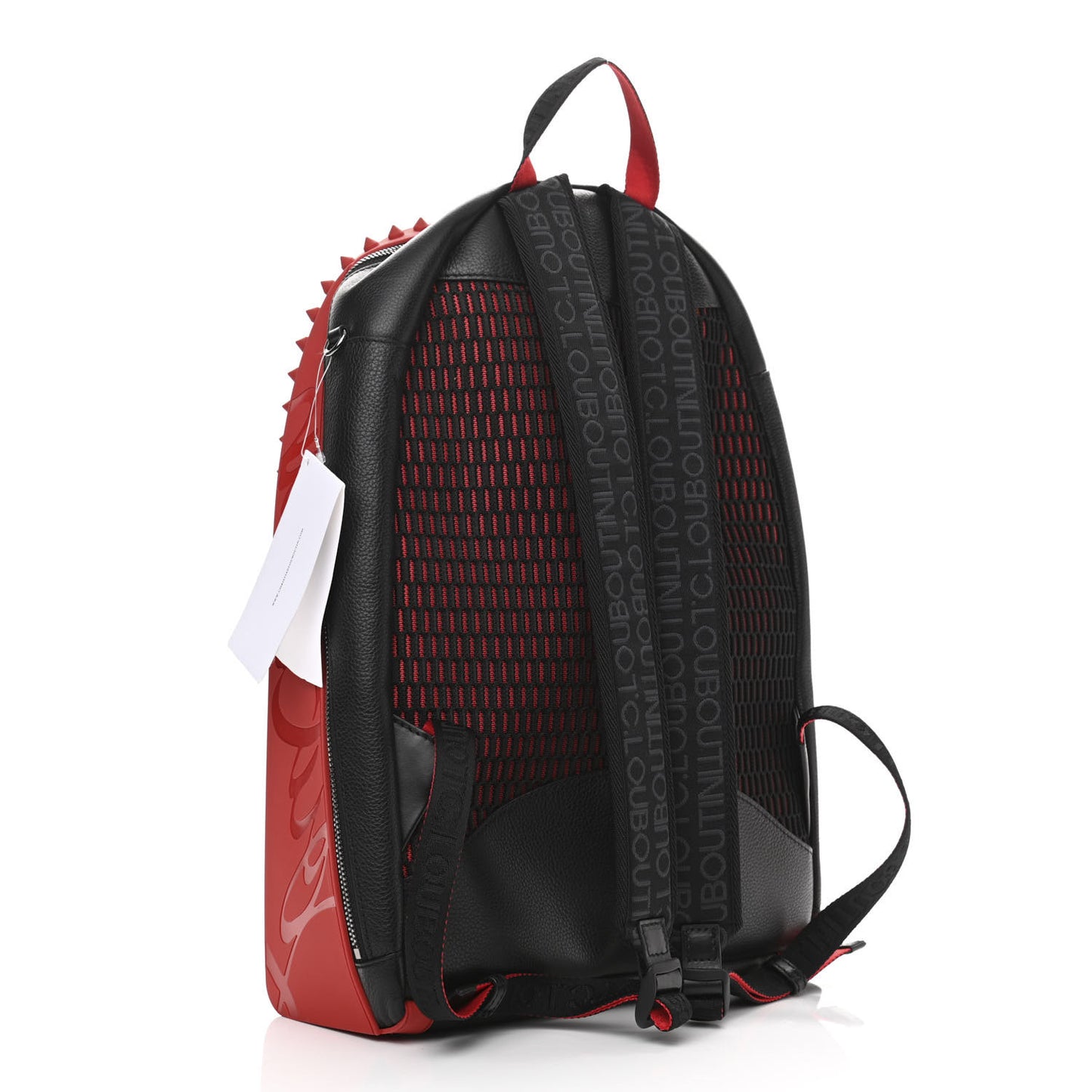 Calfskin Nylon Backparis Spiked Backpack Black