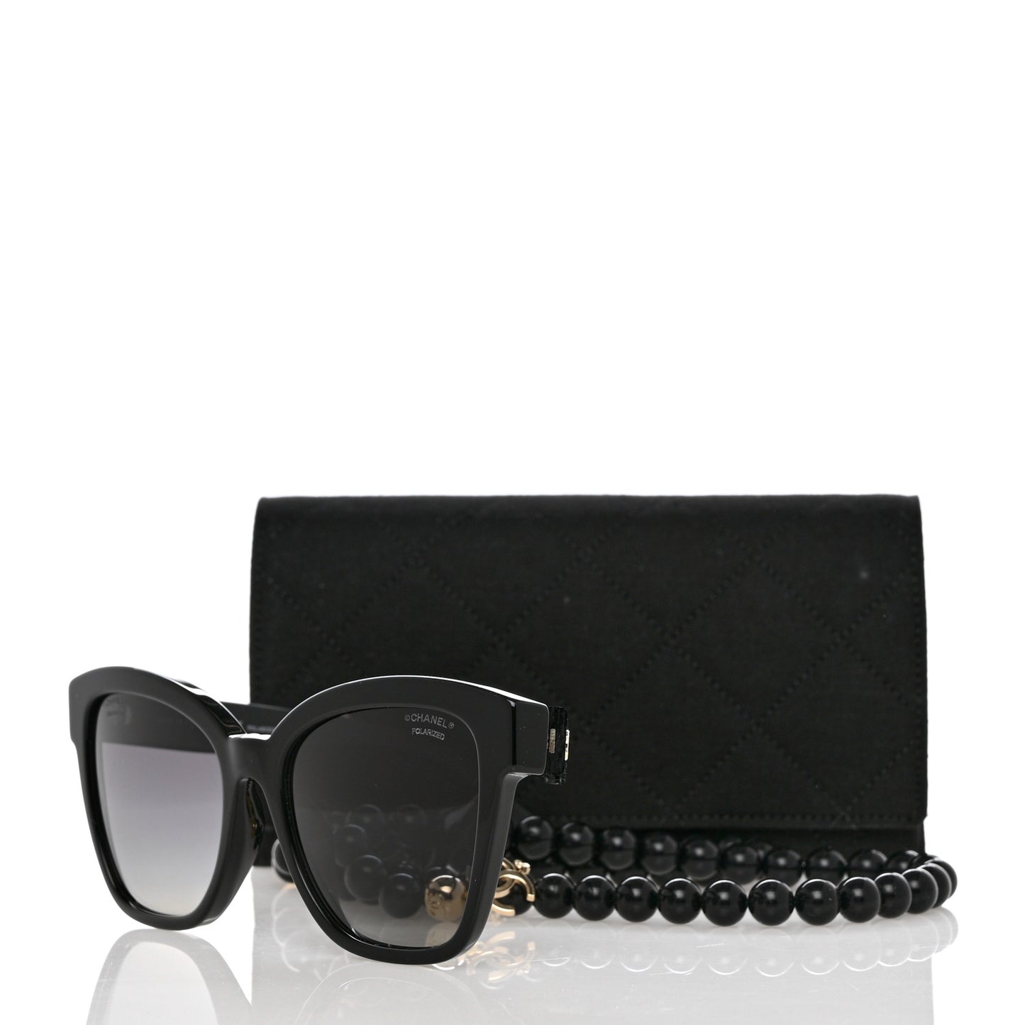 Acetate Chain Square Sunglasses 5487-A Black