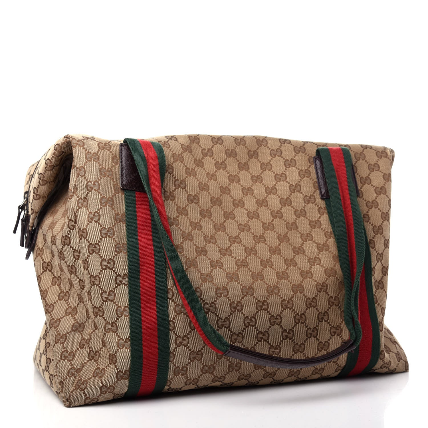 Gucci GG Monogram Web Medium Collapsible Carry On Duffle Beige Brown 2 of 9