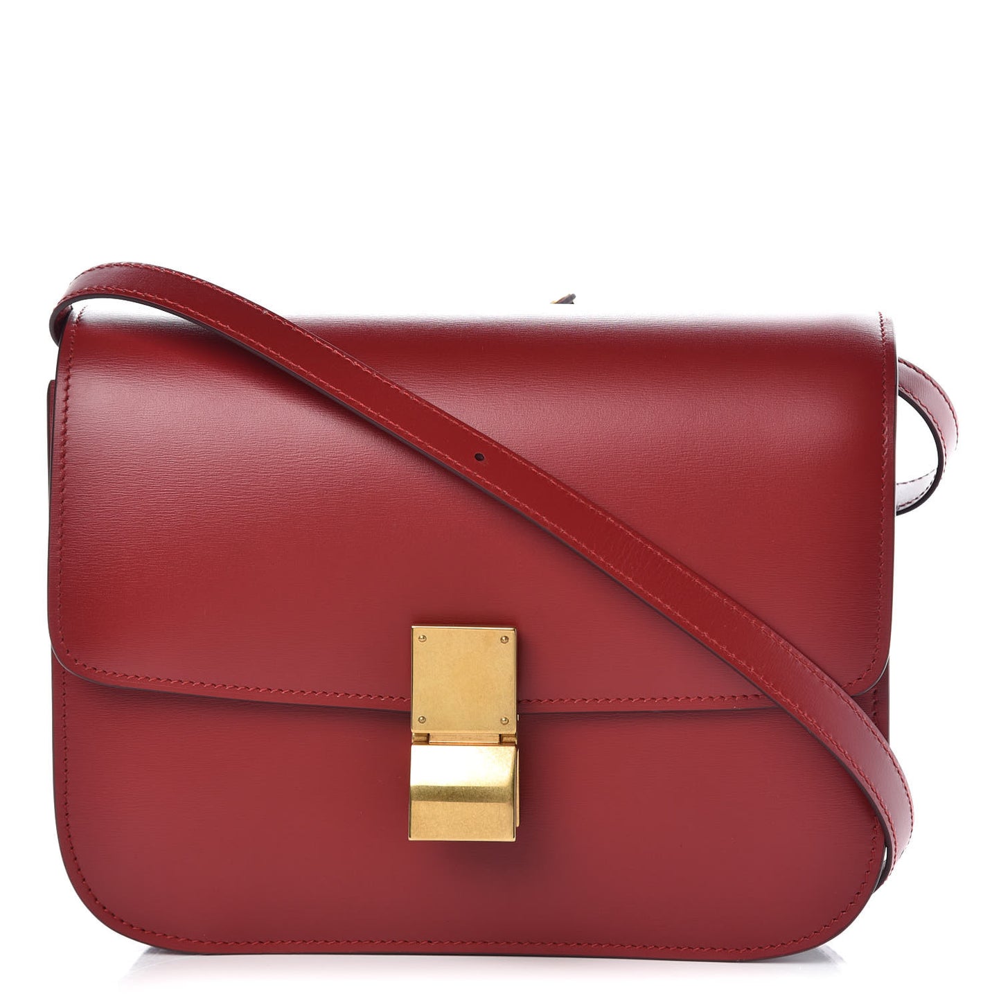 Box Calfskin Medium Classic Box Flap Bag Red