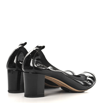 Chanel Lambskin Patent CC Elastic Cap Toe Ballerina Pumps 36.5 Black 5 of 10