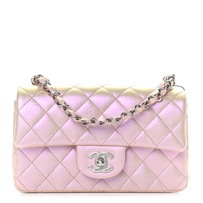 Chanel Iridescent Calfskin Quilted Mini Rectangular Flap Pink 1 of 9