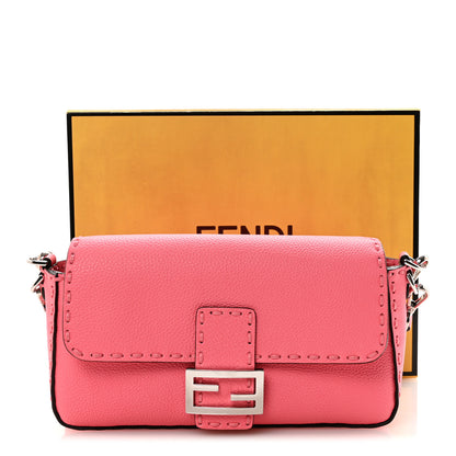 Fendi Cuoio Roma Sellerissima Nappa Sintetica Tape Stitch Baguette Pink Dalia 10 of 10