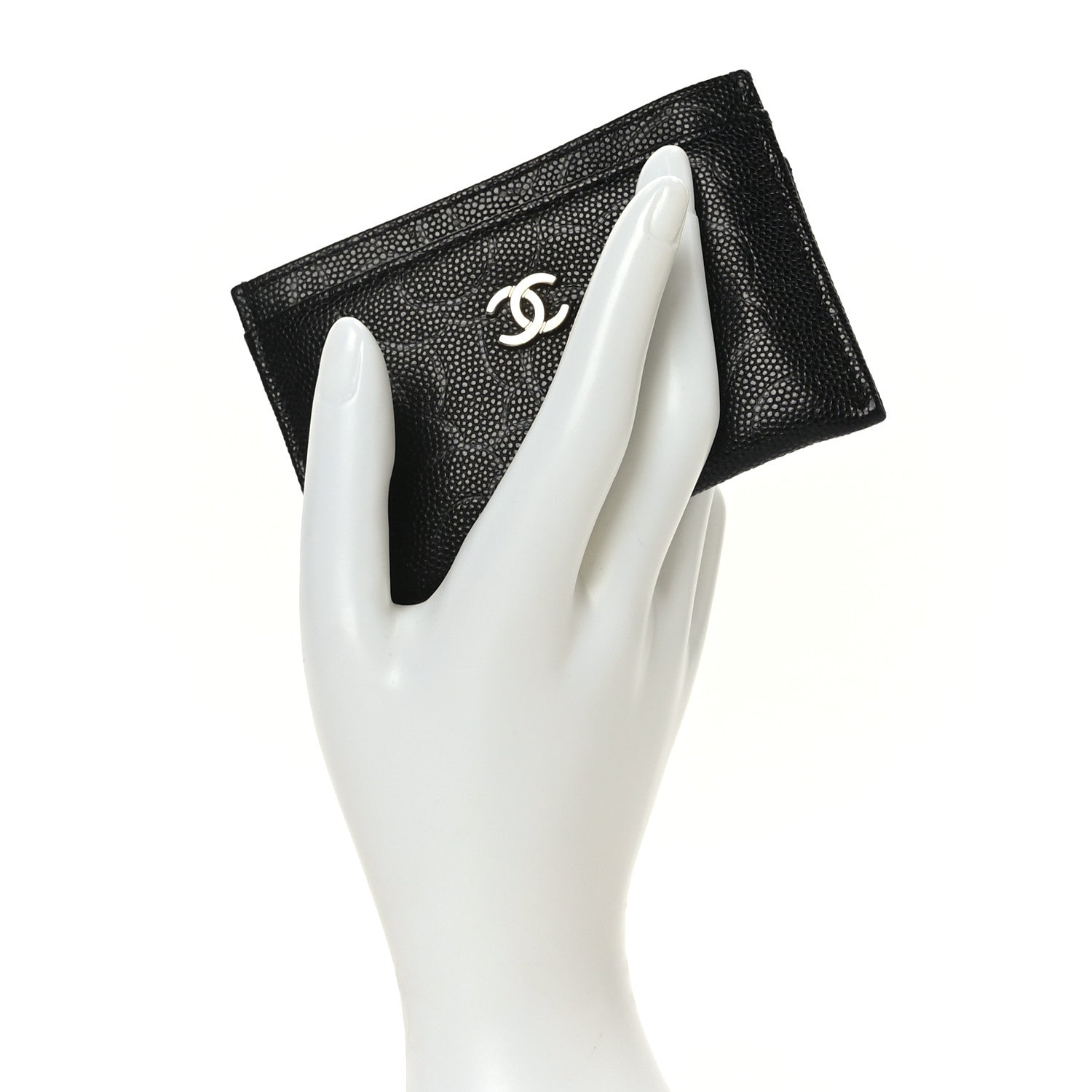 Chanel Caviar Camellia Embossed Card Holder Black 2 of 8