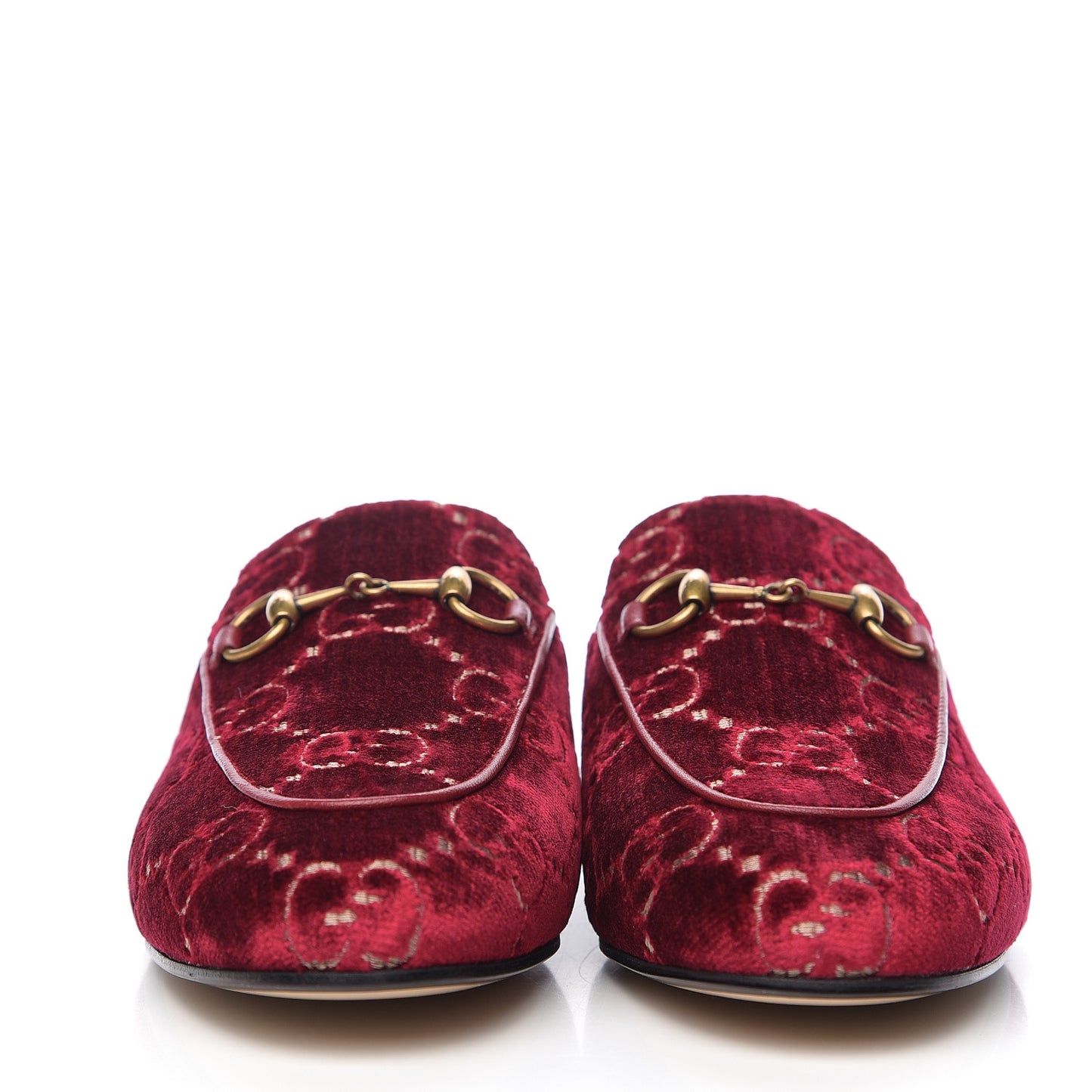 Velvet GG Monogram Womens Princetown Slippers 36.5 Red Cipria