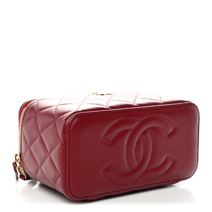 Chanel Lambskin Quilted Small Top Handle Vanity Case With Chain Burgundy 4 of 11