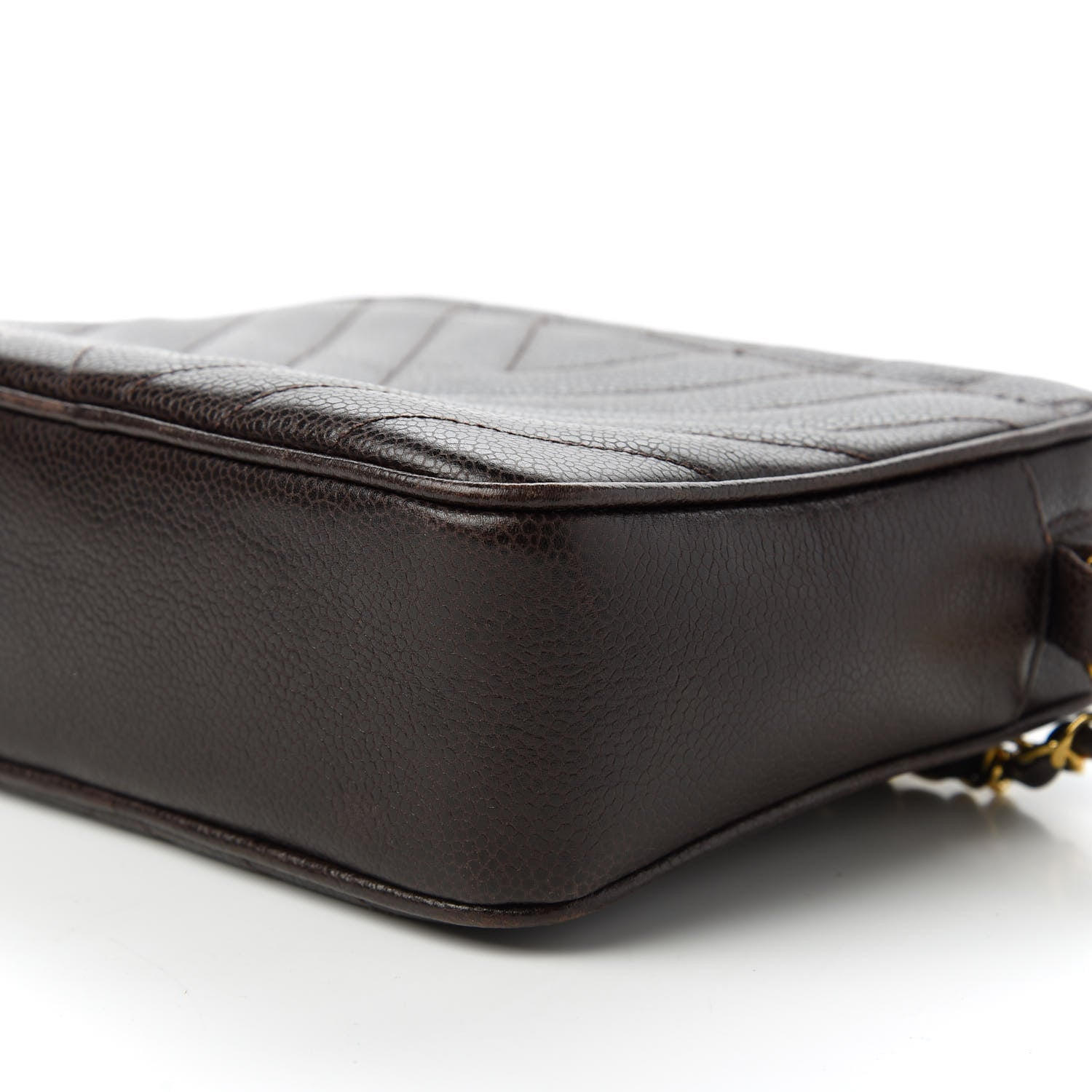 Chanel Caviar Chevron Quilted Camera Case Brown 7 of 11