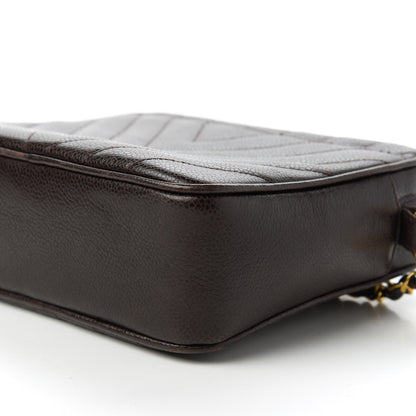 Chanel Caviar Chevron Quilted Camera Case Brown 7 of 11