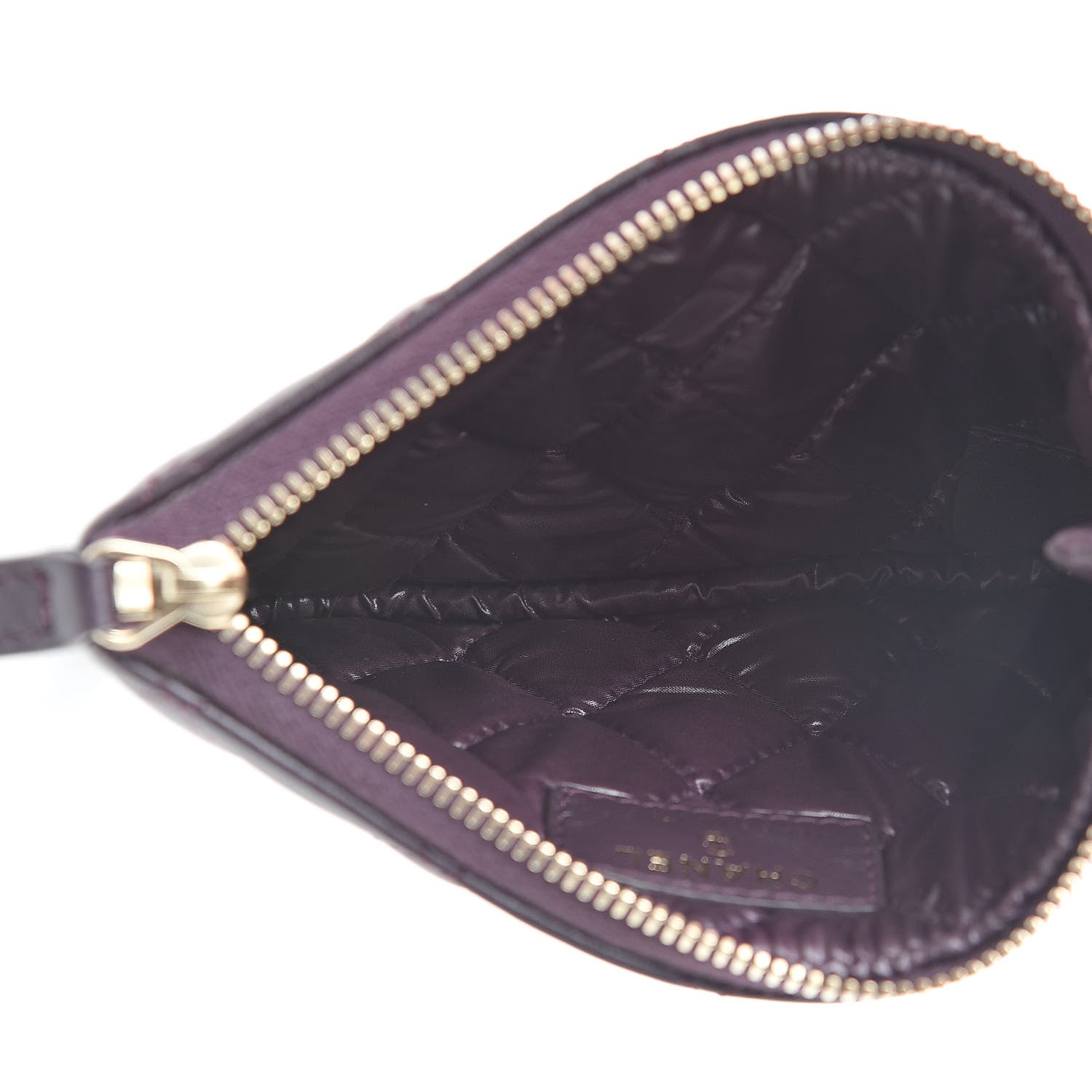Chanel Lambskin Quilted Small Cosmetic Case Dark Purple 5 of 8