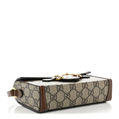 Gucci GG Supreme Monogram Mini Horsebit 1955 Shoulder Bag Beige Brown Sugar 4 of 11