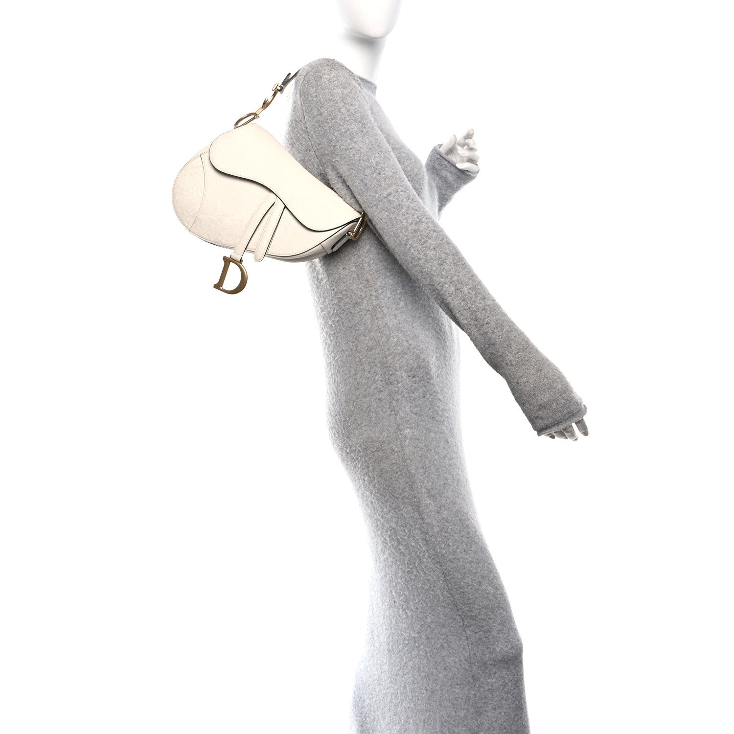 Christian Dior Grained Calfskin Saddle Bag White 2 of 11