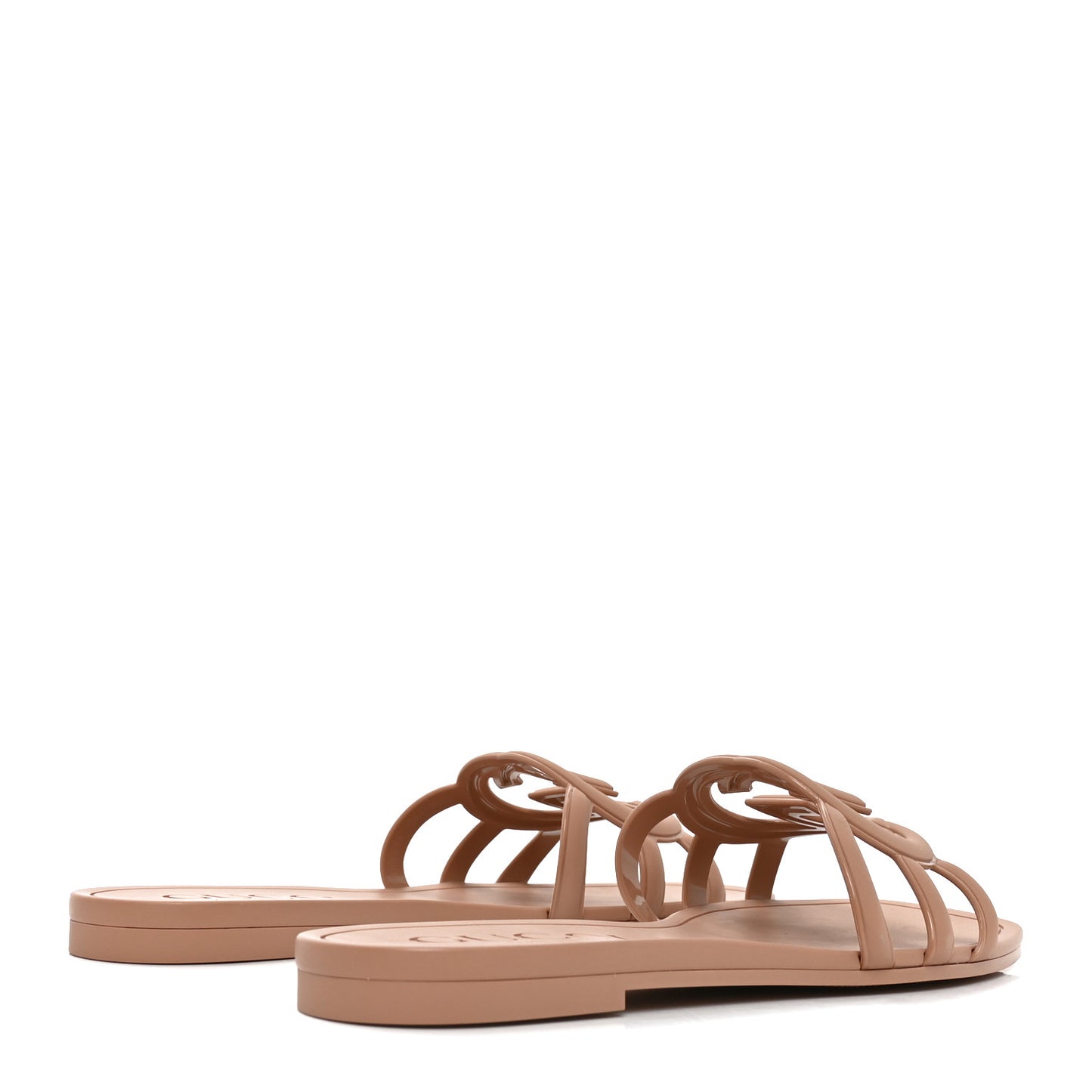 Rubber Interlocking G Womens Slide Sandals 36 Vintage Camel