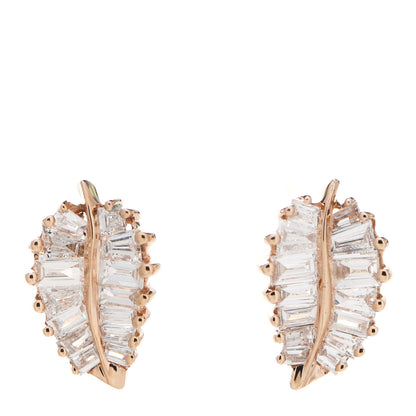 Anita Ko 18K Rose Gold Diamond Small Palm Leaf Earrings 1 of 5