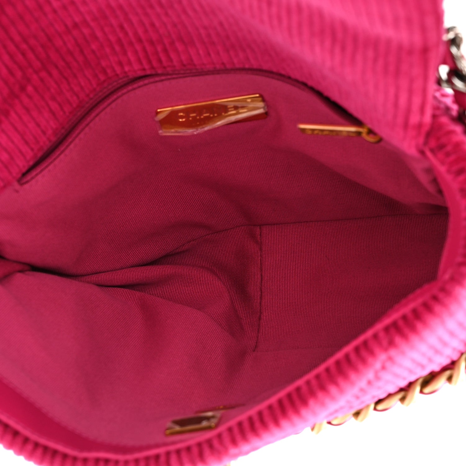 Chanel Corduroy Quilted Medium Chanel 19 Flap Fuchsia 4 of 10