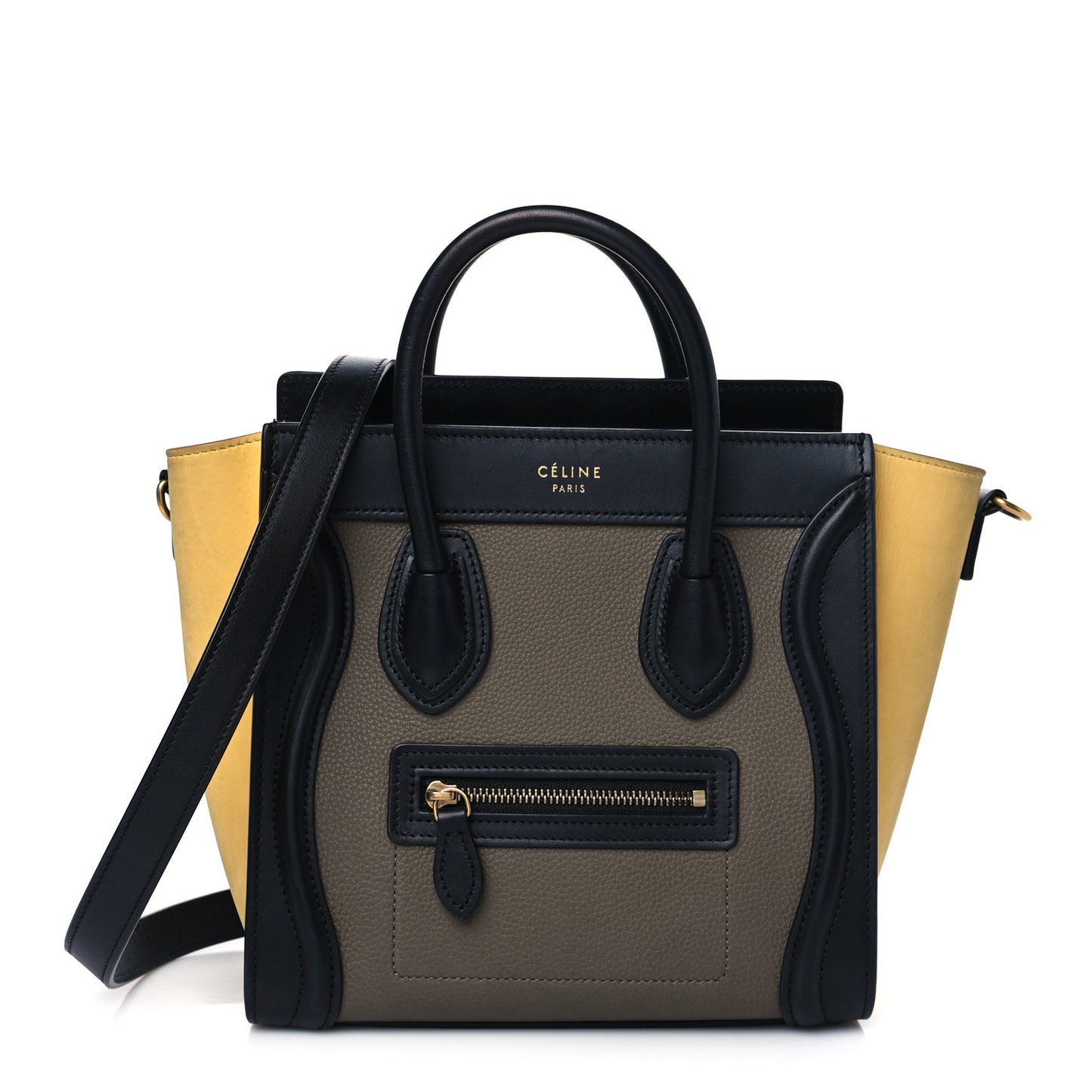 Drummed Calfskin Suede Nano Tri-Color Luggage Amber