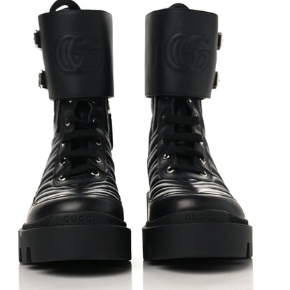 Gucci Nappa Frances GG Matelasse Platform Combat Boots 39 Black 2 of 11