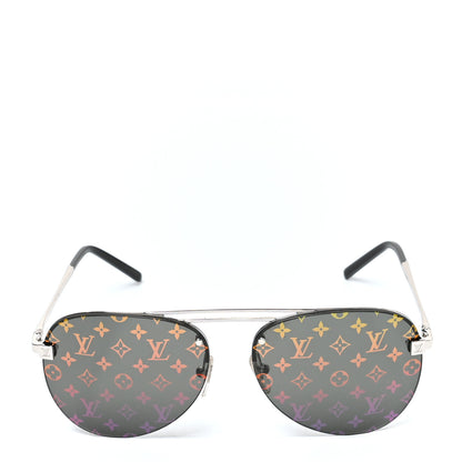 Louis Vuitton Metal Monogram Clockwise Sunglasses Z1595E Silver Black 2 of 7