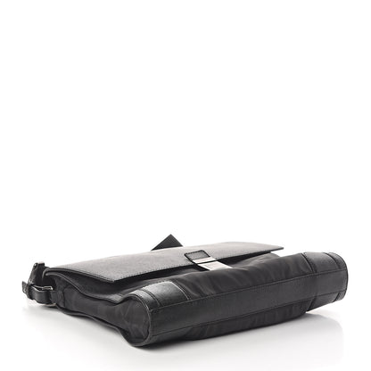 Burberry Calfskin Nylon Check Briefcase Black 3 of 8