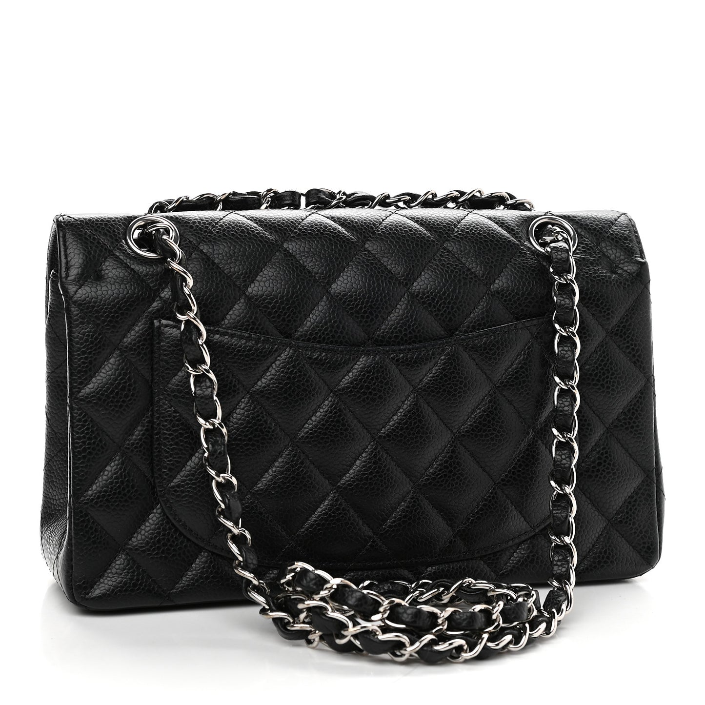 Caviar Quilted Small Double Flap Black