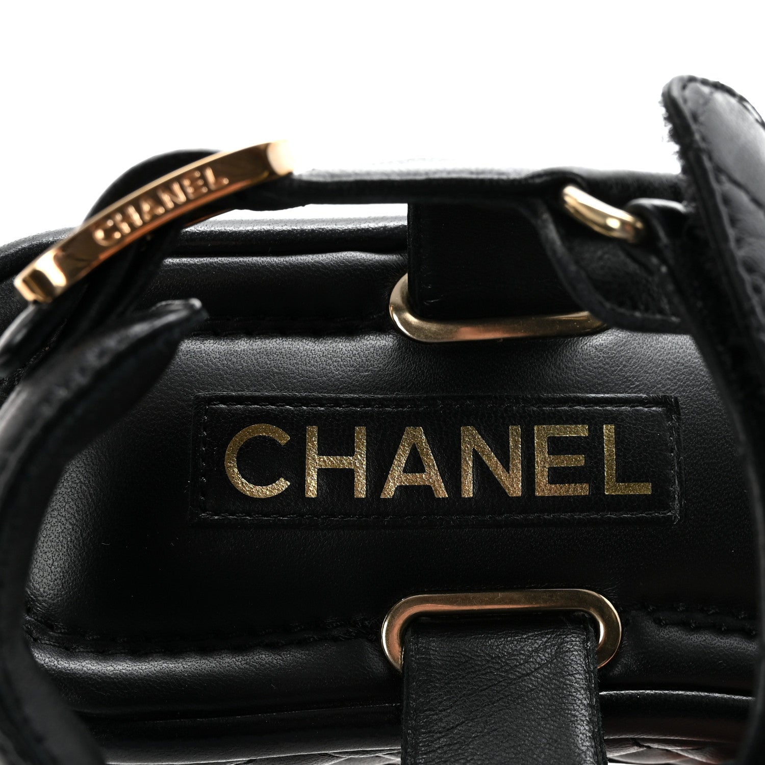 Chanel Lambskin Quilted Platform Sandals 37 Black 16 of 19