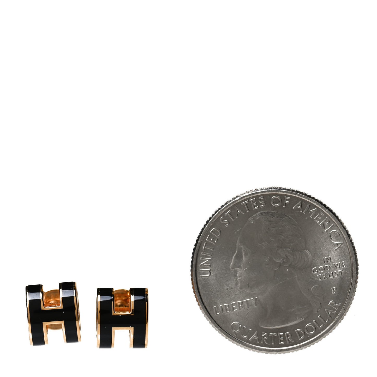 Gold Lacquered Mini Pop H Earrings Black