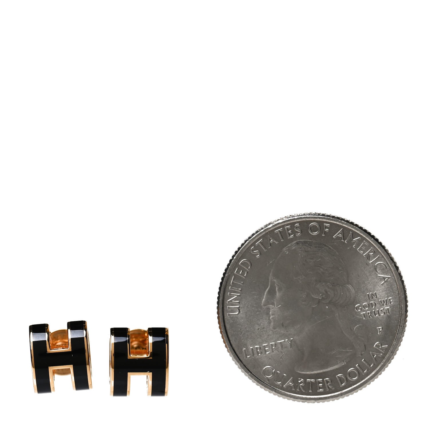 Hermes Gold Lacquered Mini Pop H Earrings Black 2 of 5