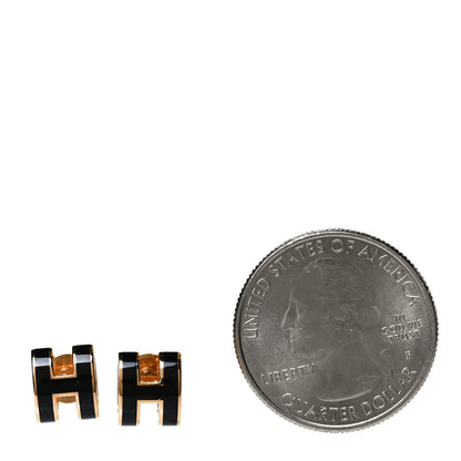 Hermes Gold Lacquered Mini Pop H Earrings Black 2 of 5