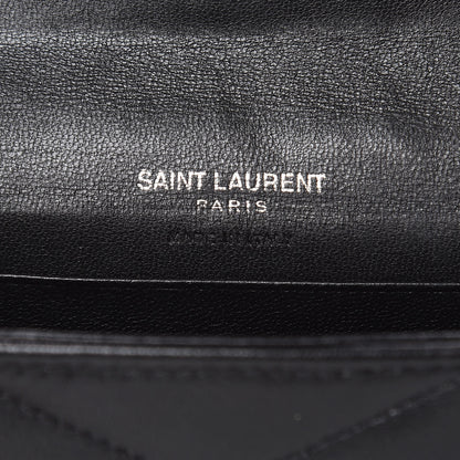 Saint Laurent Lambskin Y Quilted Monogram Small Loulou Envelope Wallet Black 6 of 14