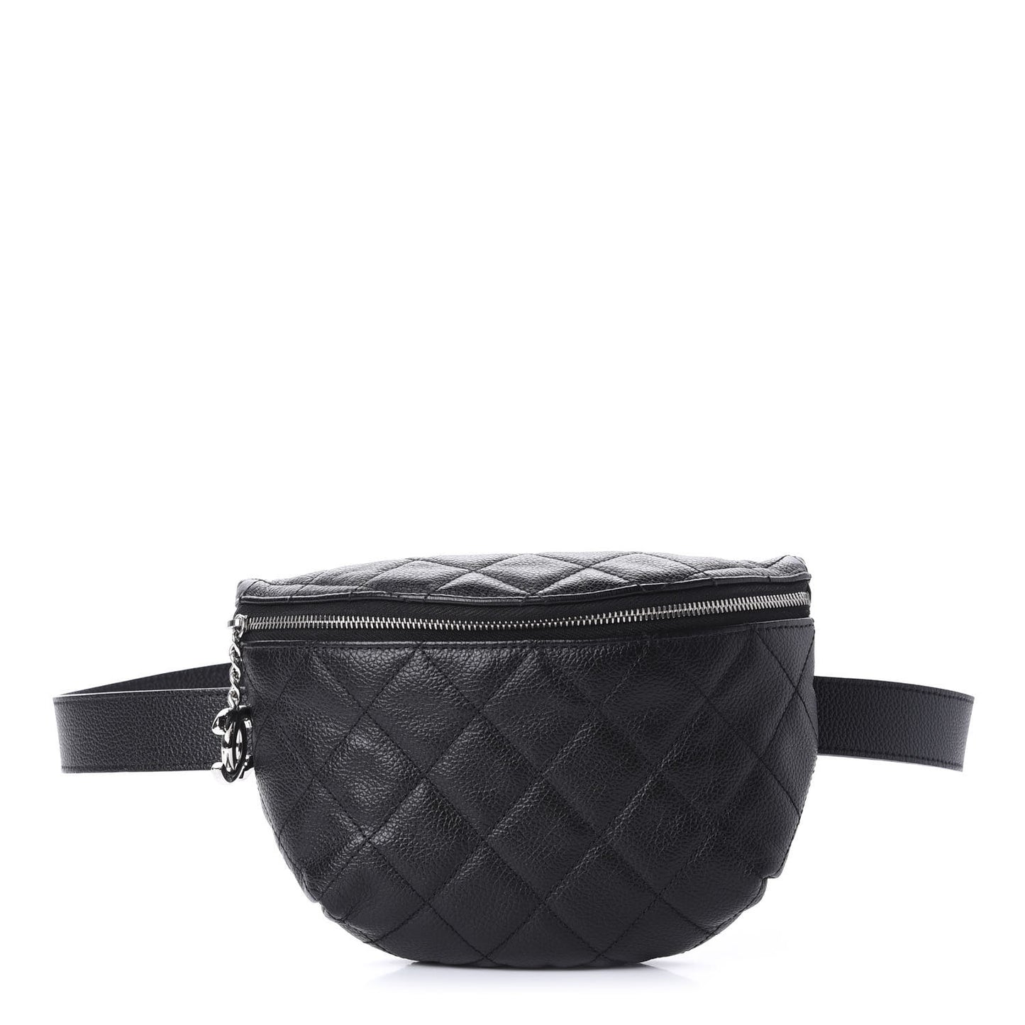Grained Calfskin Quilted Waist Belt Bag Black