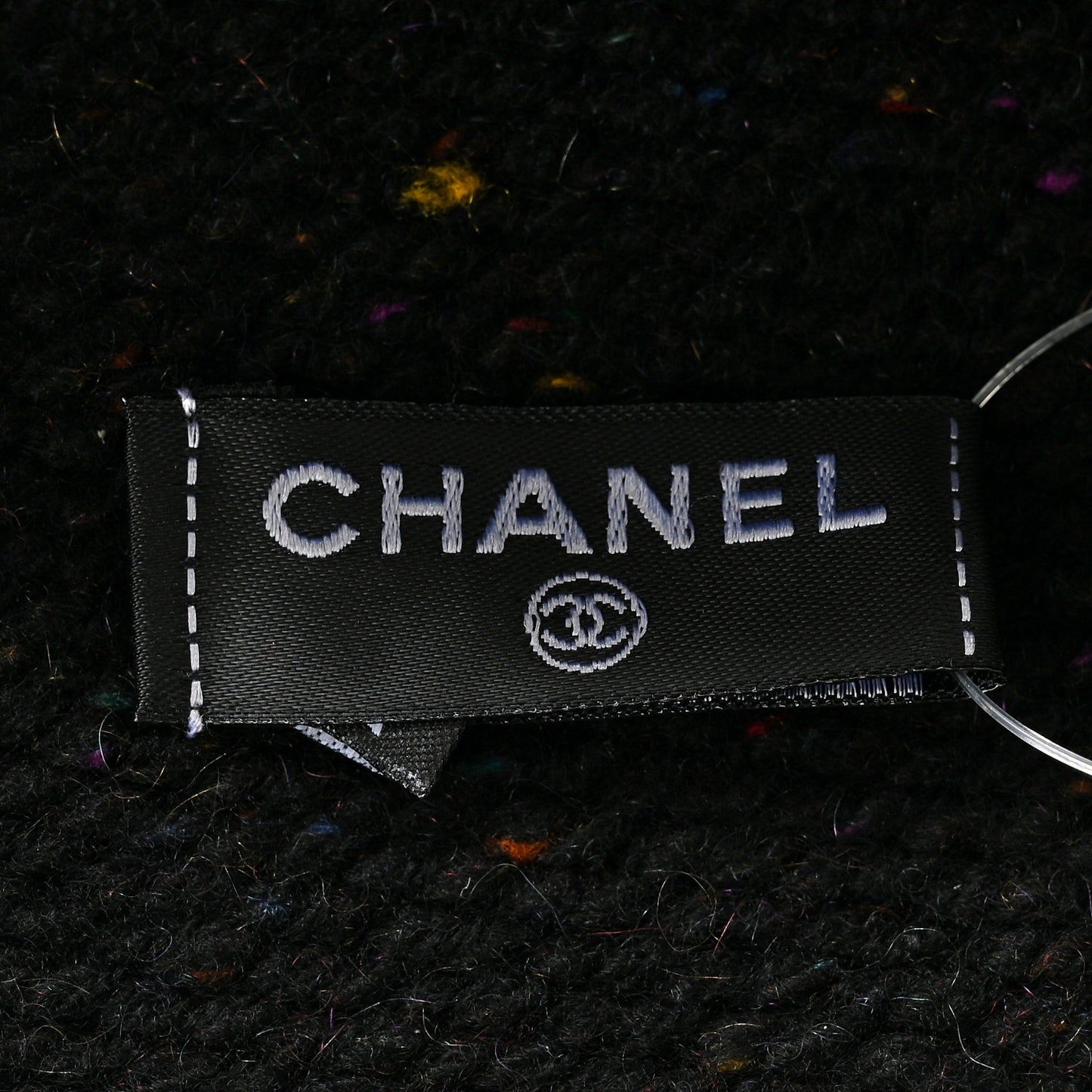 Cashmere Silk CC Beanie Hat Black Ecru