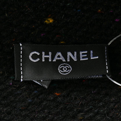 Chanel Cashmere Silk CC Beanie Hat Black Ecru 4 of 4