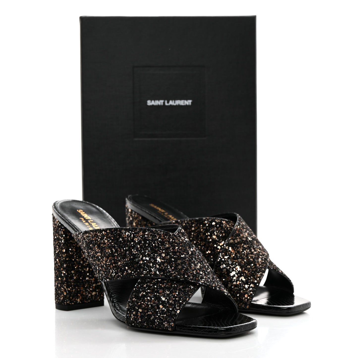 Glitter LouLou 95 Mule Sandals 39.5 Midnight Black