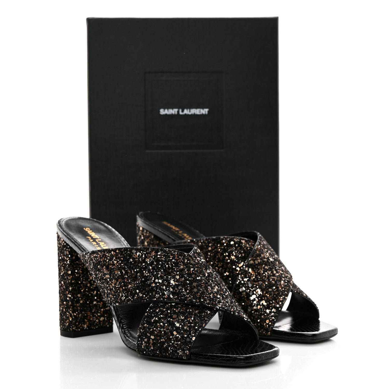 Saint Laurent Glitter LouLou 95 Mule Sandals 39.5 Midnight Black 10 of 10