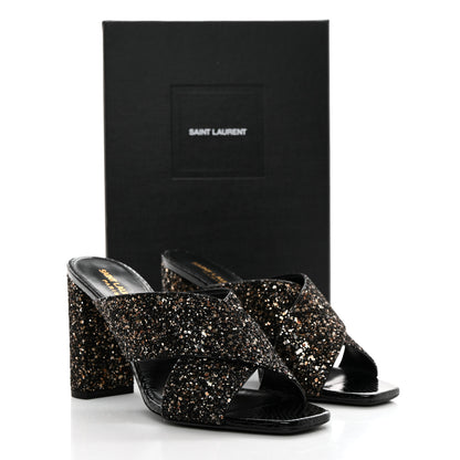 Saint Laurent Glitter LouLou 95 Mule Sandals 39.5 Midnight Black 10 of 10