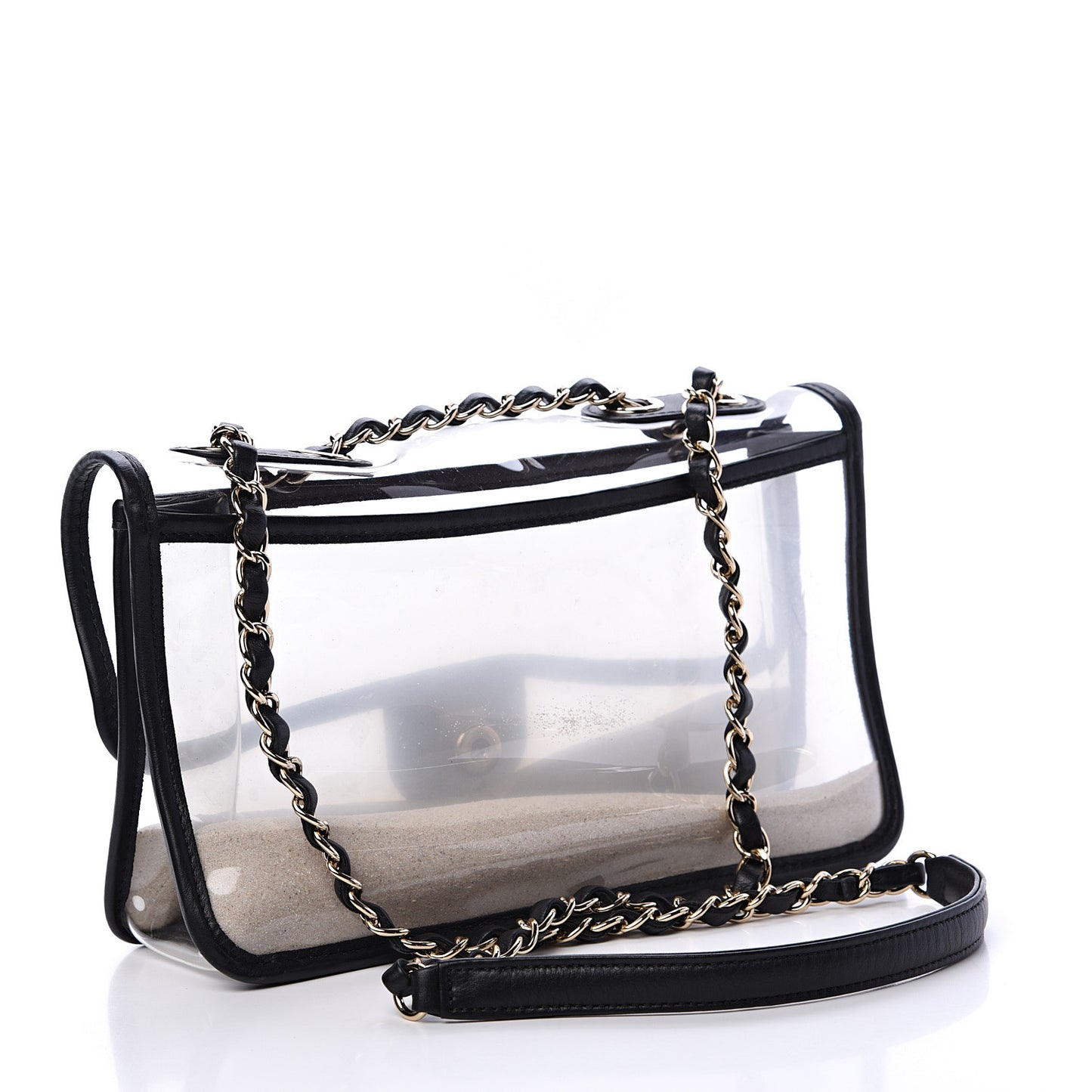 Lambskin PVC Medium Coco Sand Flap Black