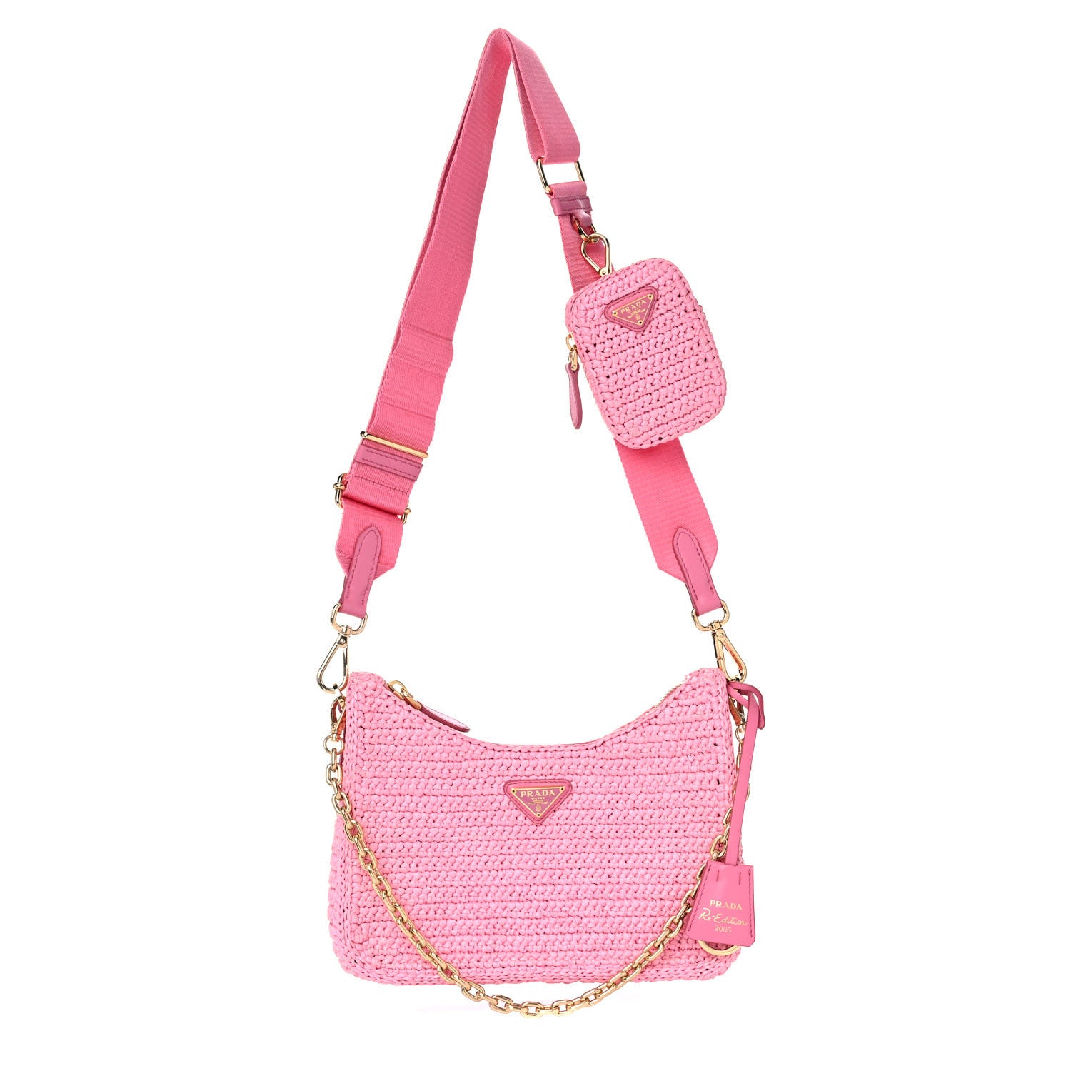 Prada Yarn Raffia Effect Crochet Re-Edition 2005 Shoulder Bag Petalo 2 of 8