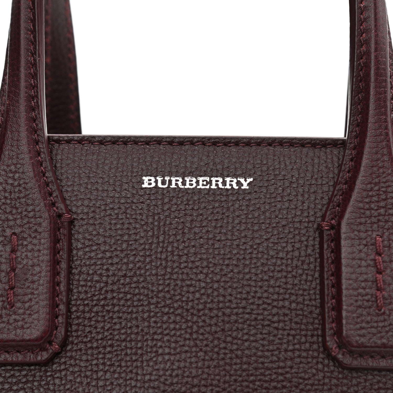 Burberry Grainy Calfskin House Check Small Banner Tote Mahogany Red 9 of 14