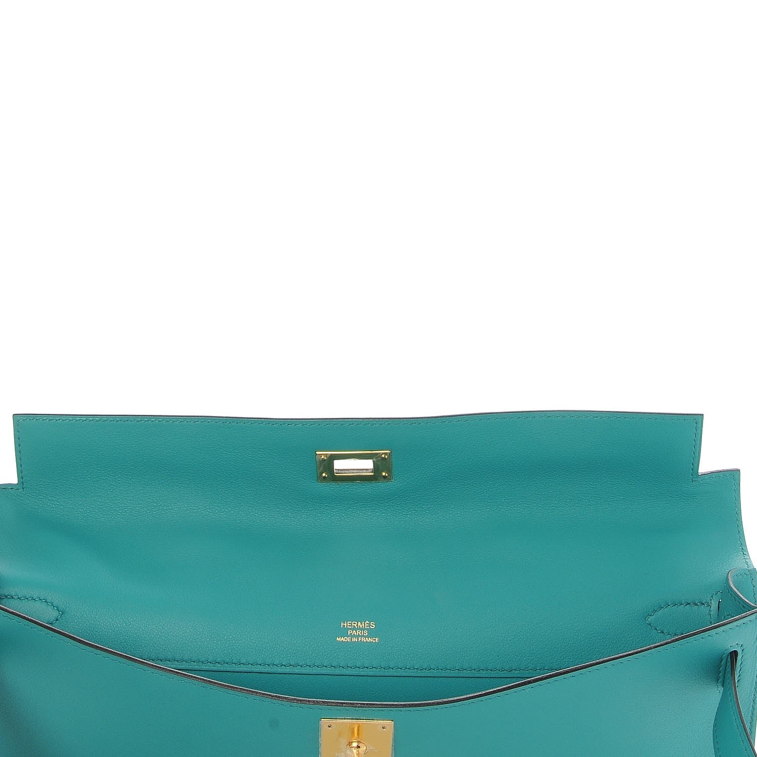 Hermes Swift Kelly Cut Clutch Pochette Bleu Paon 17 of 22