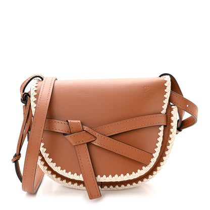 Loewe Calfskin Crochet Trim Small Gate Crossbody Bag Tan 1 of 9