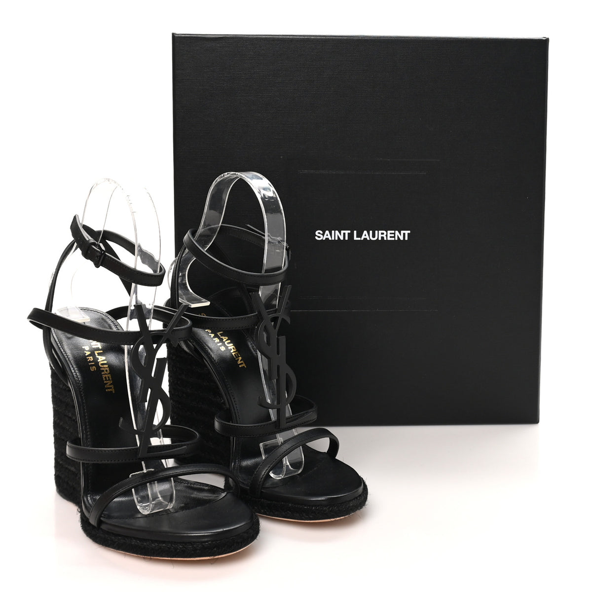 Calfskin Cassandra Espadrille 105mm Wedges 36 Black