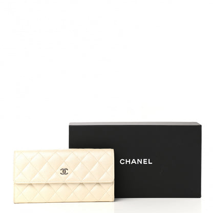 Chanel Pearly Caviar Quilted Large Gusset Flap Wallet Ivory 12 of 12