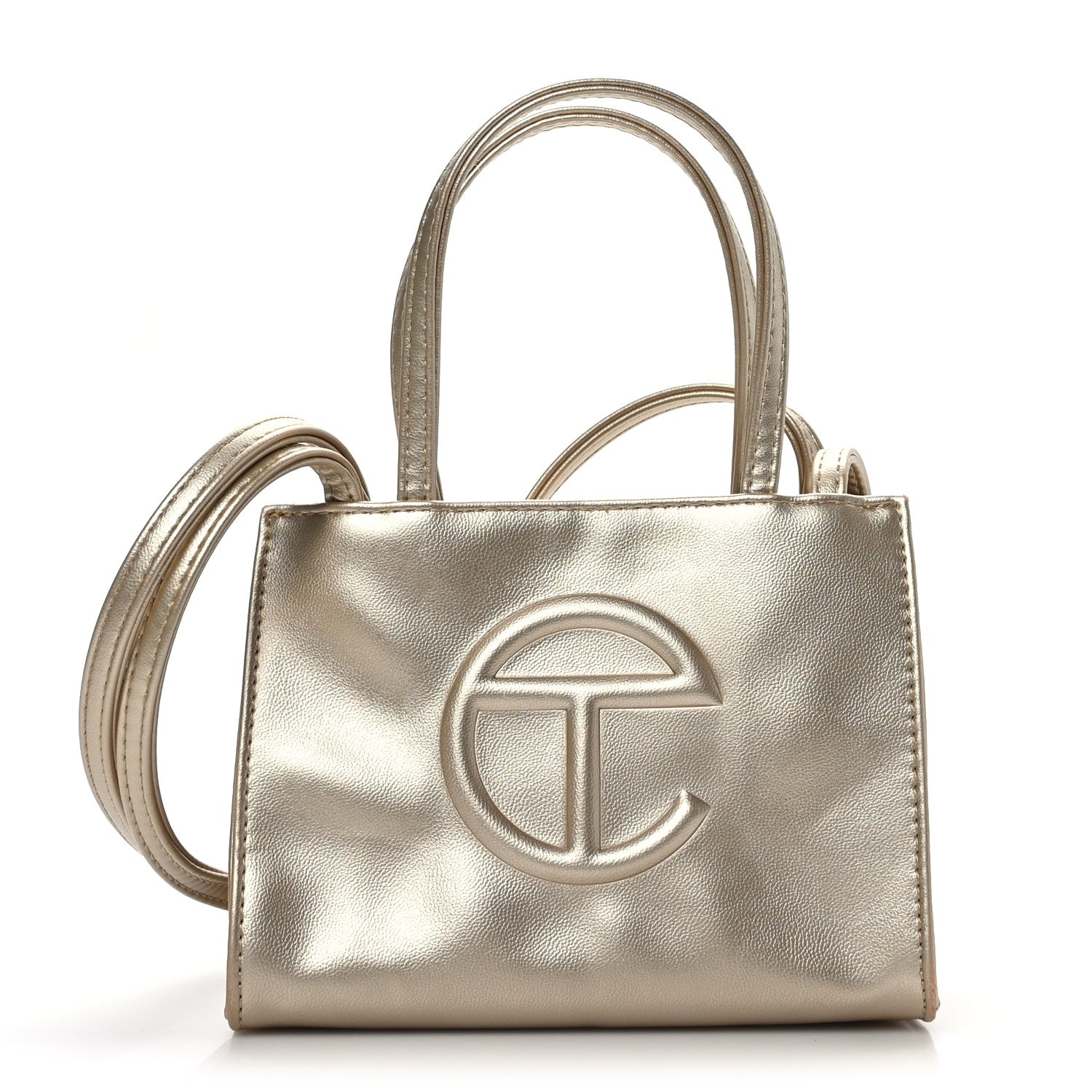 Telfar Metallic Vegan Leather Small Shopping Bag Gold 1 of 9