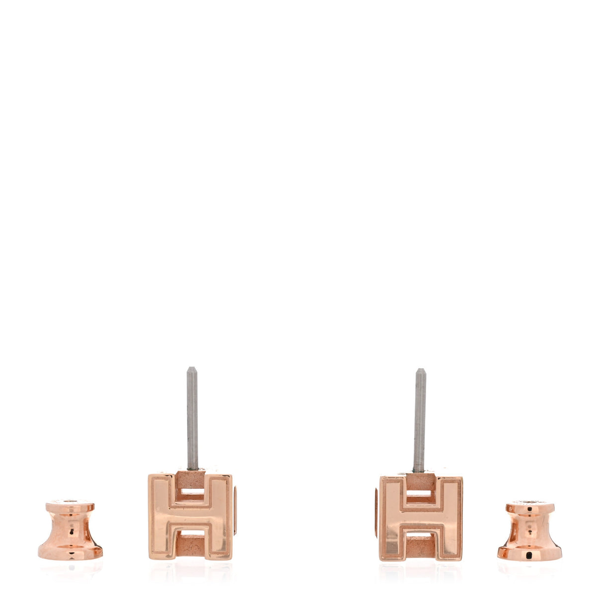 Hermes Rose Gold Lacquered Cage d'H Earrings Black 3 of 4