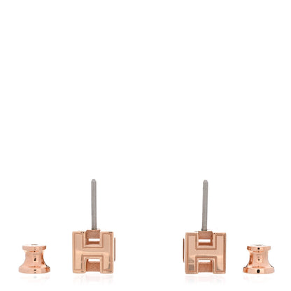 Hermes Rose Gold Lacquered Cage d'H Earrings Black 3 of 4