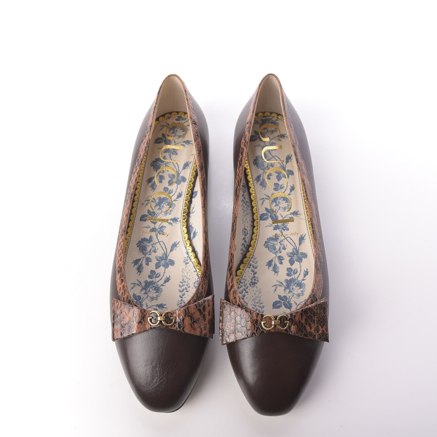 Gucci Malaga Kid Elaphe Yva Ballet Flats 40 Cocoa 5 of 12