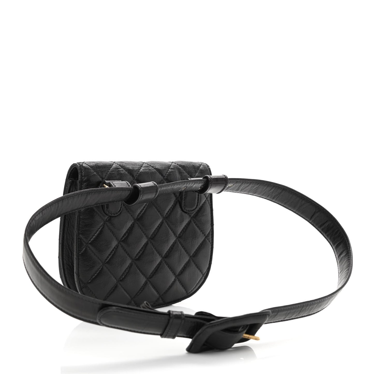 Lambskin Quilted Flap Waist Belt Bag 75 30 Black