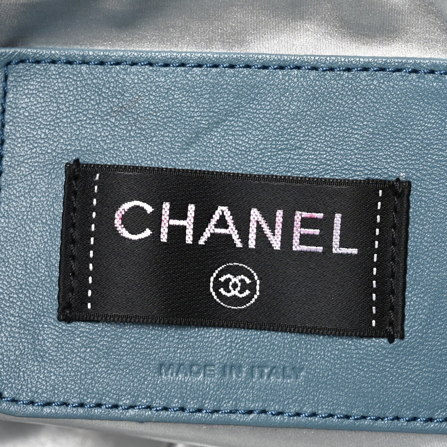 Chanel Nylon Embossed Doudoune Bowling Bag Blue White 6 of 10