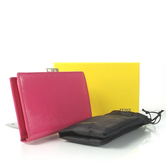 Textured Calfskin French Wallet Pink